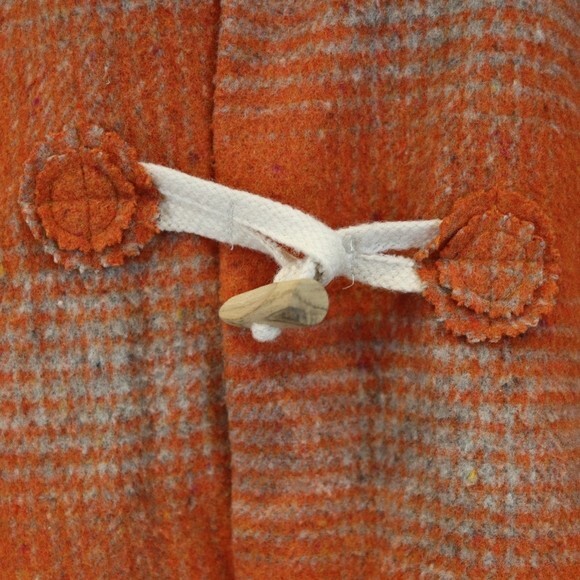 Su-Zen Rare Orange Plaid Wool Skirt Suit Set Longline Jacket Wrap Skirt L/XL - Picture 6 of 16